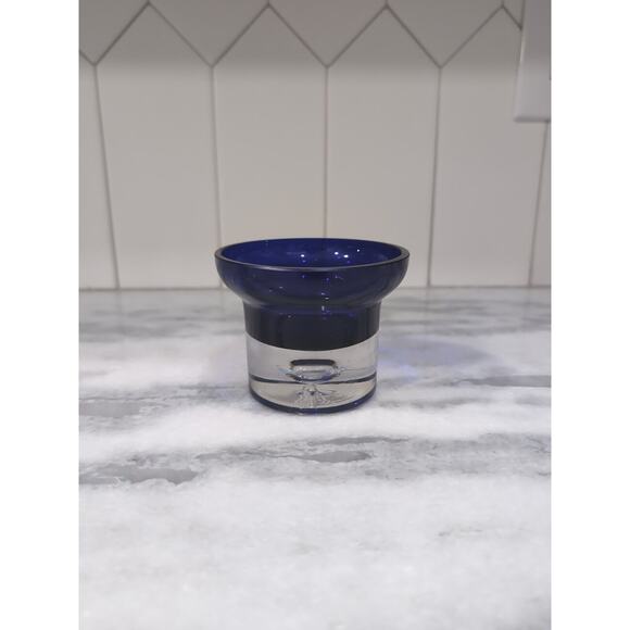 Party Light Cobalt Blue Votive Holder, Tea Light Candle Holder, Bubble‎ Glass - Picture 1 of 10